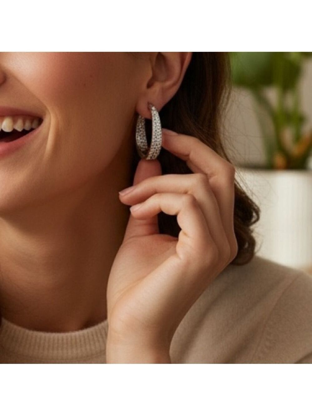 Guiliana Swarovski Crystal Hoop Earrings, One Size Silver